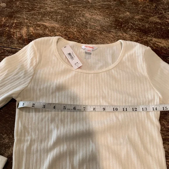 Stretchy Joe Fresh Off-White Ribbed Top - Picture 6 of 9
